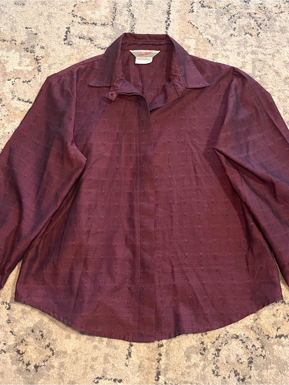VTG 80s 90s Wyndham Women Long-Sleeve Burgundy Dress Shirt